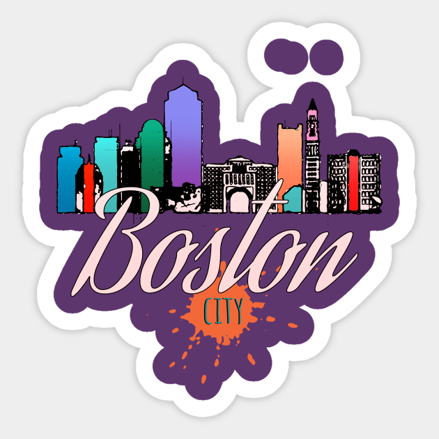 Cityscape of Boston, Massachusetts Sticker by DimDom